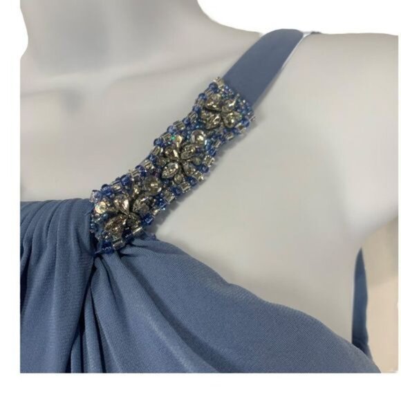 B' Dazzle Women’s junior Blue  Midi Open Back Jeweled Straps Size 0 - Picture 3 of 6